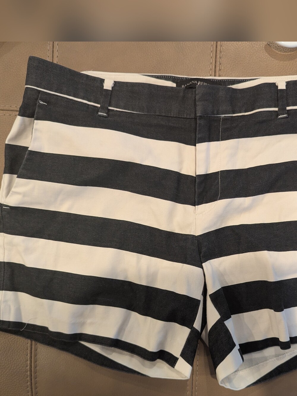 Banana Republic Black and White Horizontal Stripe Women’s Shorts